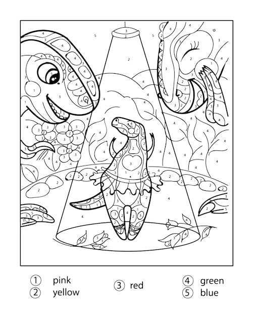 Dinosaur color by number coloring pages for adults