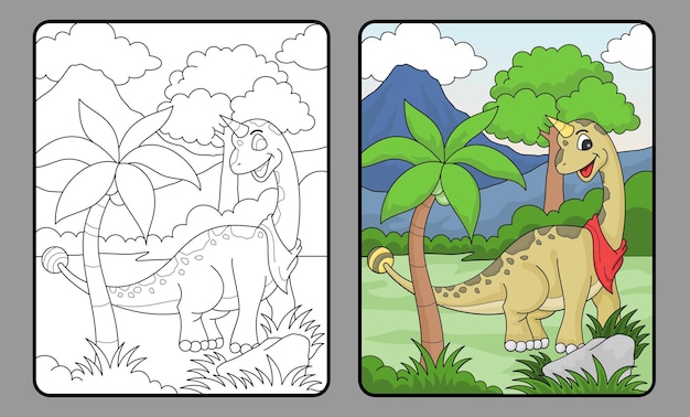 Книжка-раскраска динозавров или обучение страниц для детей