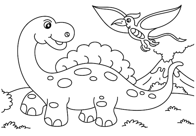 dinosaur coloring page or book for kids vector