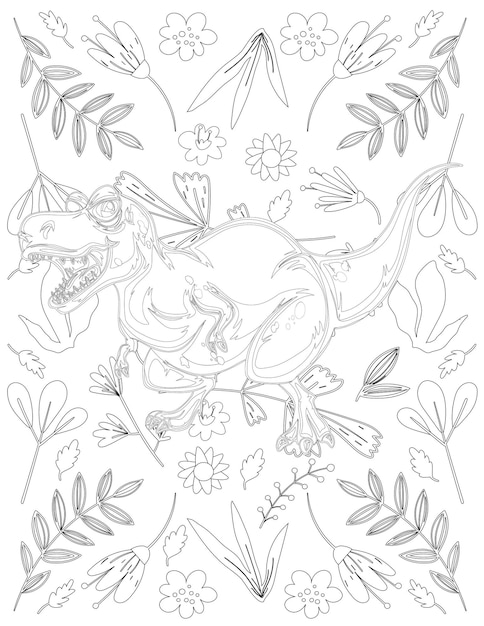 Dinosaur Coloring Page, Cartoon Dinosaur, Dinosaur Vector