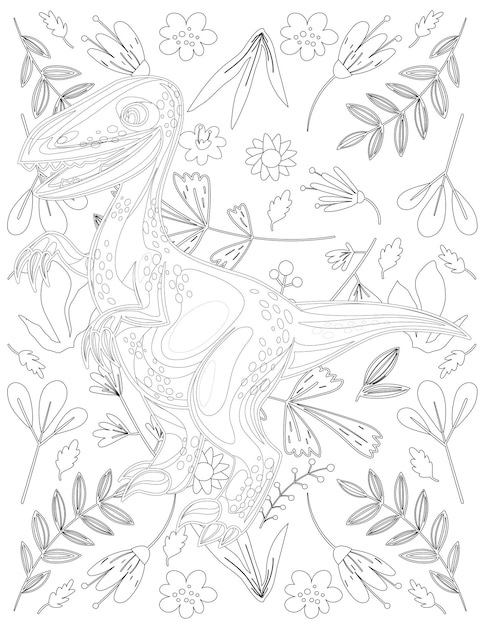 Dinosaur Coloring Page, Cartoon Dinosaur, Dinosaur Vector