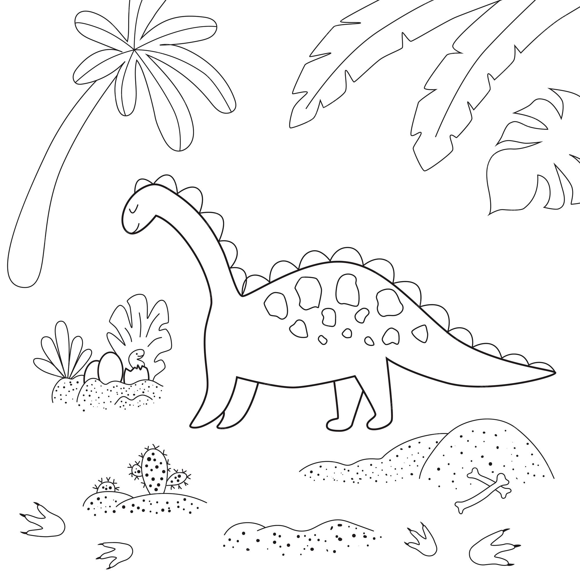 Premium Vector | Dinosaur coloring page cute cartoon dinosaur and his nest with little dino black and white vector illustration for coloring book dino mam and baby into jungle dinosaurs activity Premium Vector | Dinosaur coloring page cute cartoon dinosaur and his nest with little dino black and white vector illustration for coloring book dino mam and baby into jungle dinosaurs activity