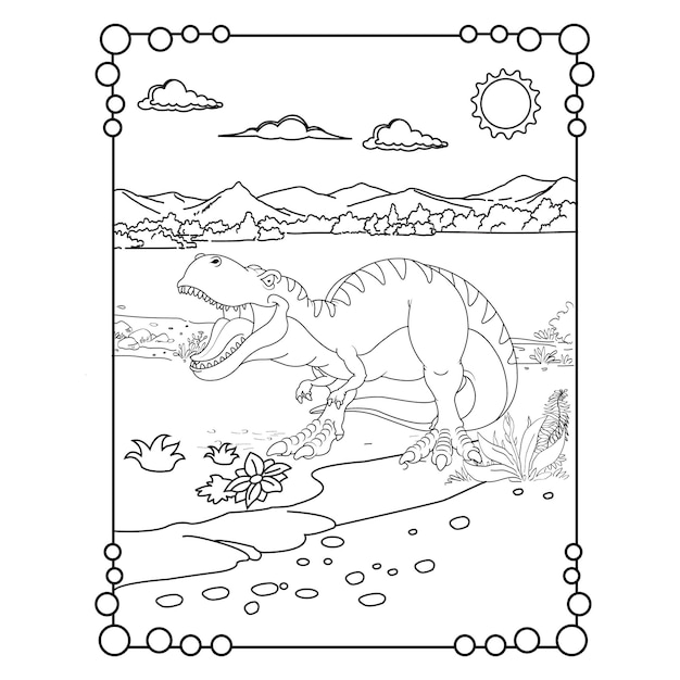 Dinosaur coloring page for kids