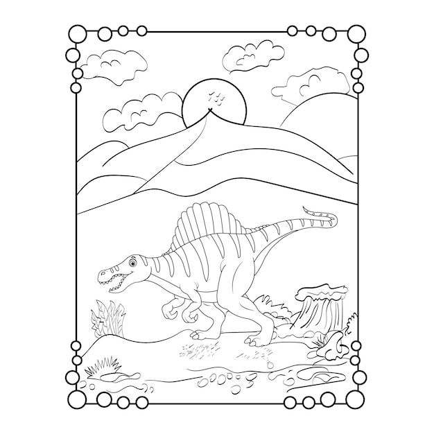 Vector dinosaur coloring page for kids