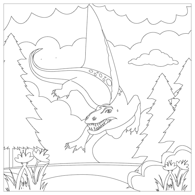 子供のための恐竜ぬりえページ印刷可能なプレミアムベクトル