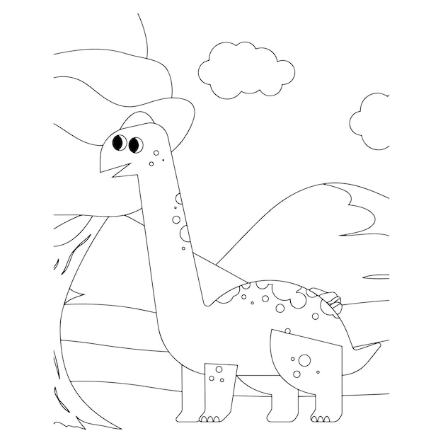 Vettore disegni da colorare di dinosauri per bambini vettore premium