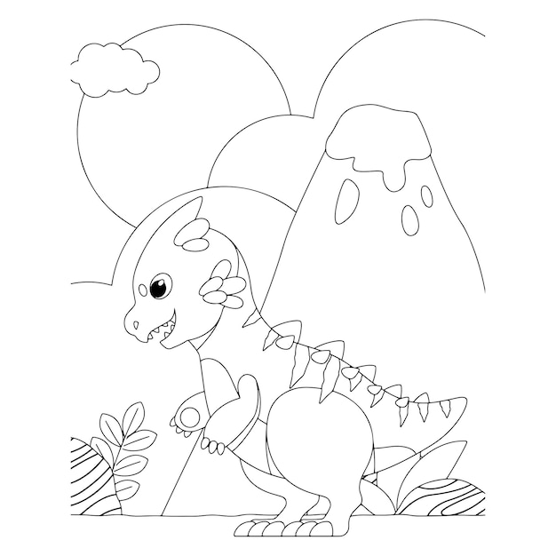 Disegni da colorare di dinosauri per bambini vettore premium