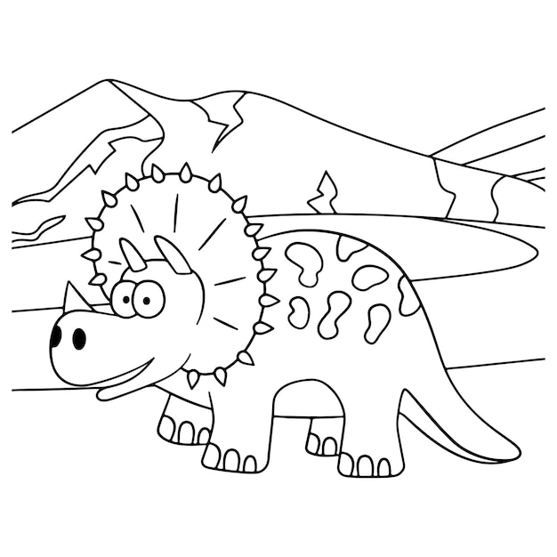 Vettore disegni da colorare di dinosauri per bambini vettore premium