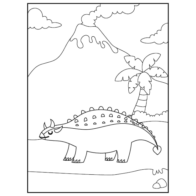 Vettore disegni da colorare di dinosauri per bambini vettore premium