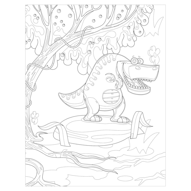 Vector dinosaur coloring pages for kids