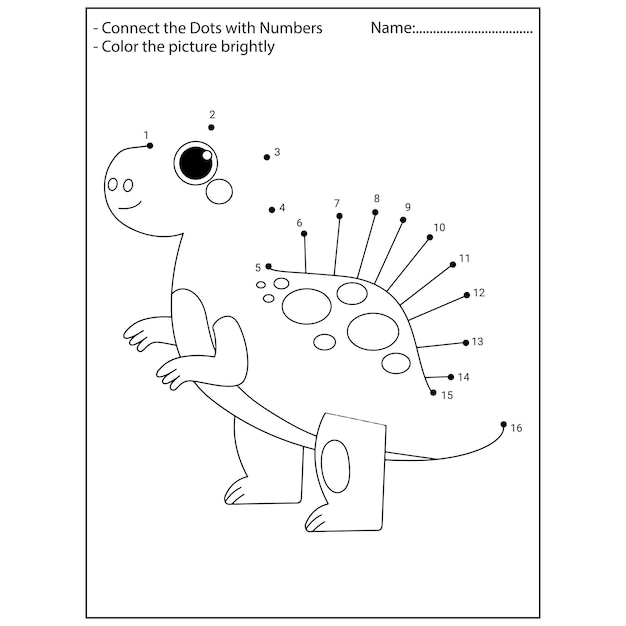 Vector dinosaur connect the dots kindergarten activities