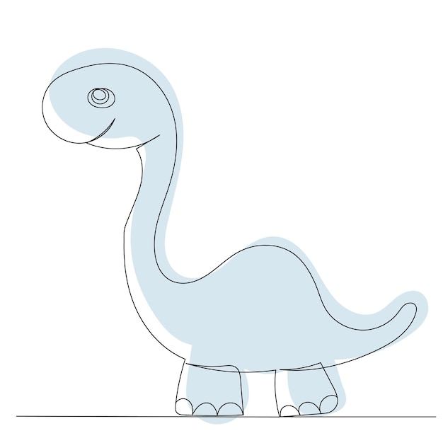 Dinosaur continue lijntekening vector schets