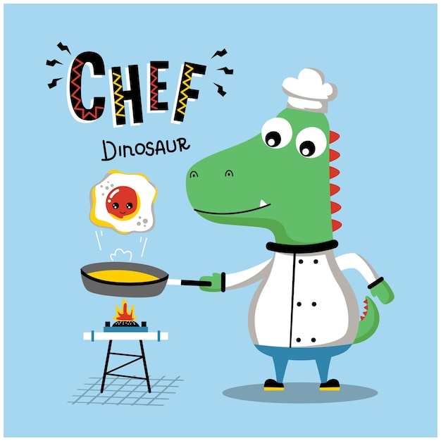 Dinosauro il simpatico chef divertente cartone animato animale