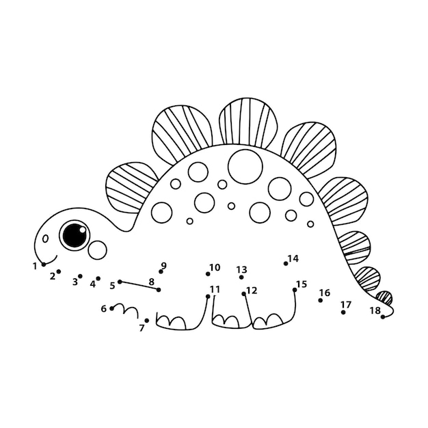 Dinosaur dot to dot for kids