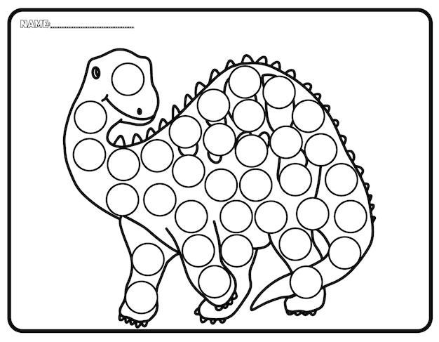 幼児と子供のための恐竜ドットマーカーアクティビティページ