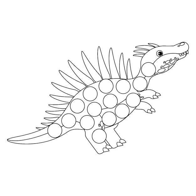 Vector dinosaur dot marker coloring pages for kids premium vector