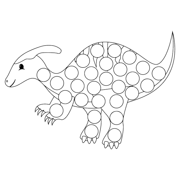 Dinosaur Dot Marker Coloring Pages For Kids Premium Vector