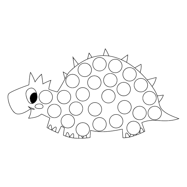 Vector dinosaur dot marker coloring pages for kids premium vector