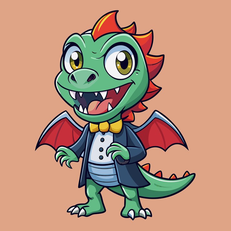 Vector dinosaur dracula halloween vampire cartoon vector design