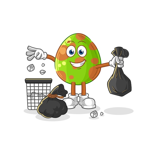Dinosaur egg Throw garbage mascot cartoon vector