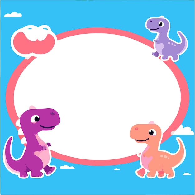 Dinosaur flashcard kleuterschool werkblad frame hand getekend platte stijlvolle cartoon sticker icoon concept