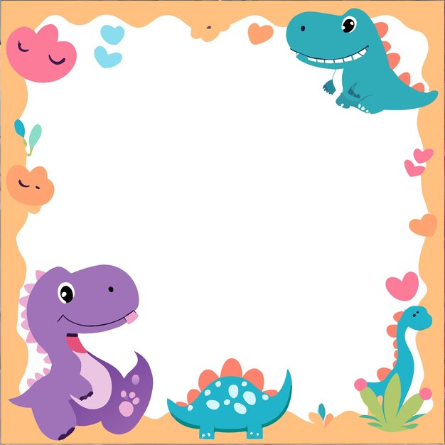 Vector dinosaur flashcard preschool worksheet frame hand drawn flat stylish cartoon sticker icon concept