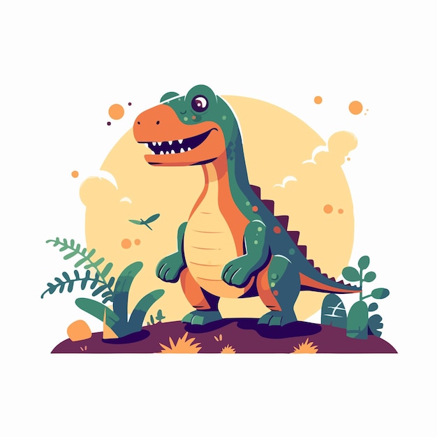 Vector dinosaur flat illustration vector