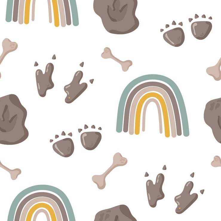 Vector dinosaur footprint seamless pattern perfect for textile wrap and wallpaper and design