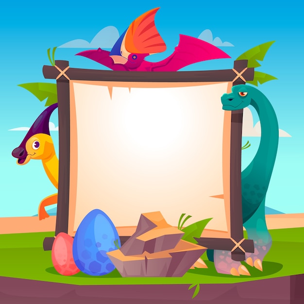 Dinosaur frame in flat design