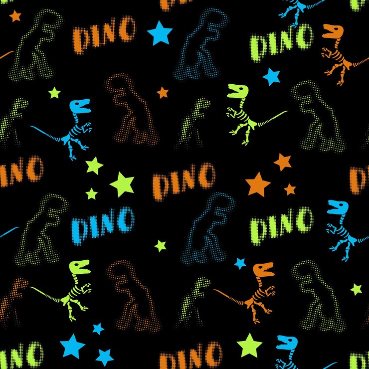 Vector dinosaur halftone creative flat seamless pattern wallpaper textile wrapping paper design