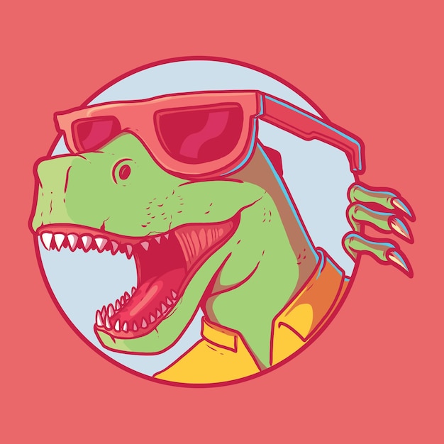 Dinosaur Head karakter vectorillustratie Dierlijke stijl zomer grappig ontwerpconcept