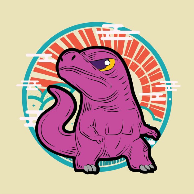 dinosaur illustration with japanese style for kaijune event notebook logo