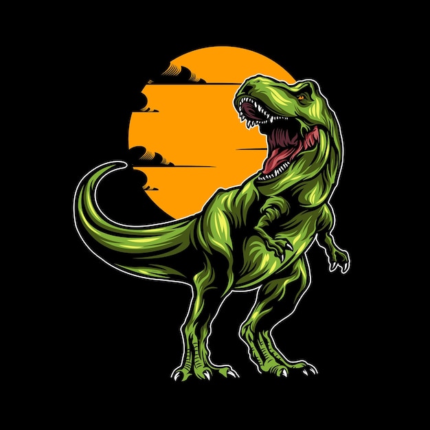 Vector dinosaur illustration with solid colo