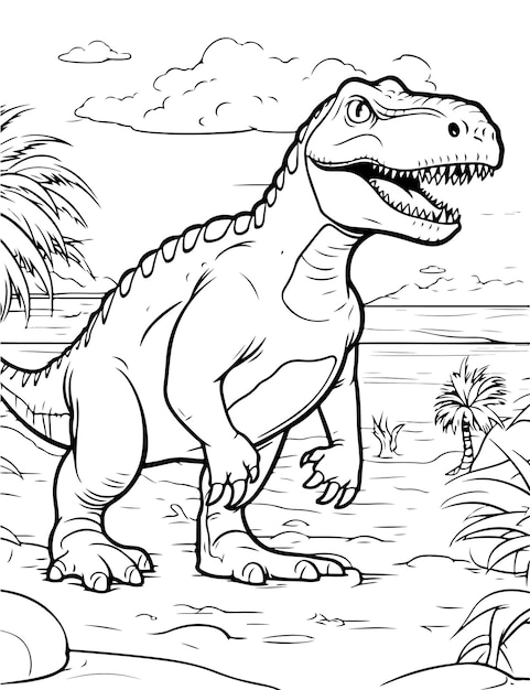 dinosaur in jungle coloring pages and books for boys printable