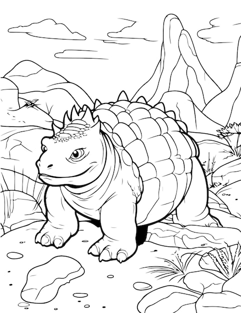 Vector dinosaur in jungle coloring pages and books for boys printable