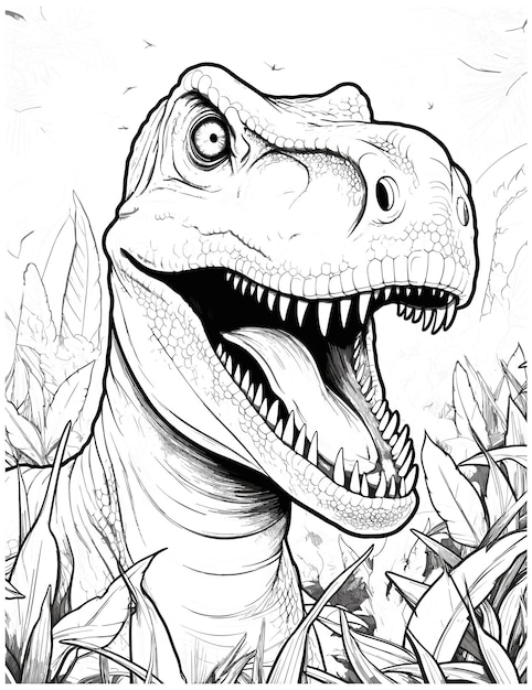 a dinosaur in the jungle coloring pages