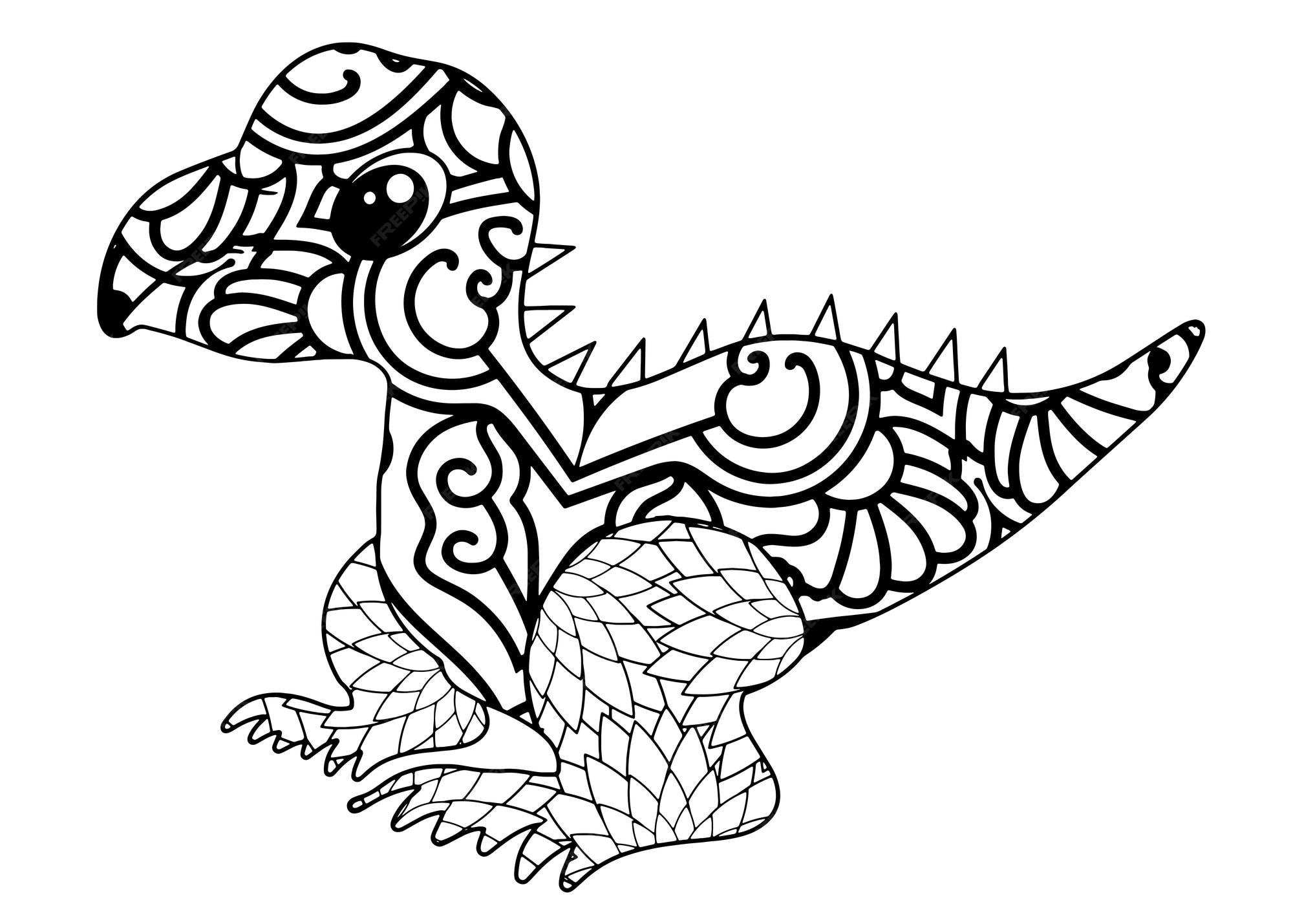 Premium Vector Dinosaur mandala coloring pages for kids and adult
