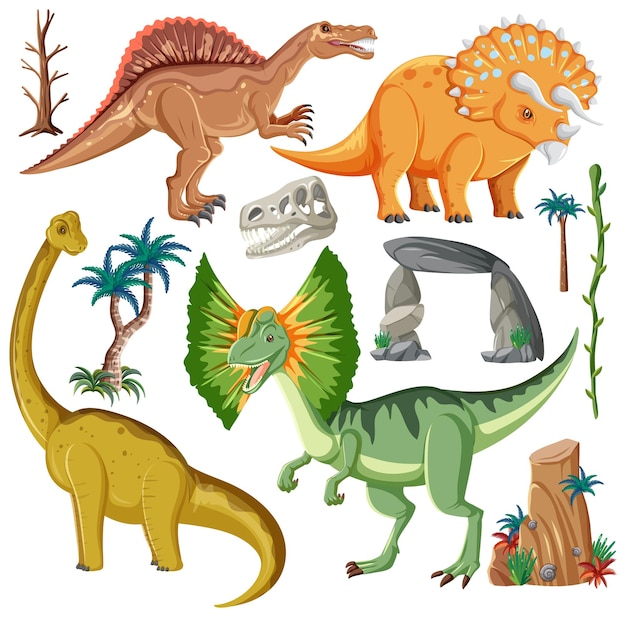 Dinosaur and Nature Elements Vector Collection