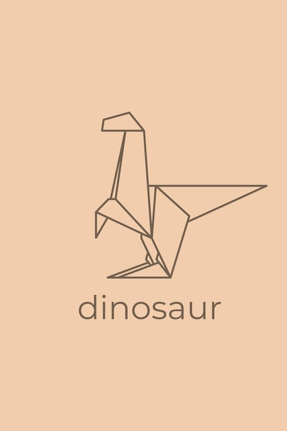 Dinosaur origami Abstract line art dinosaur logo design Animal origami Animal line art Pet shop outline illustration Vector illustration