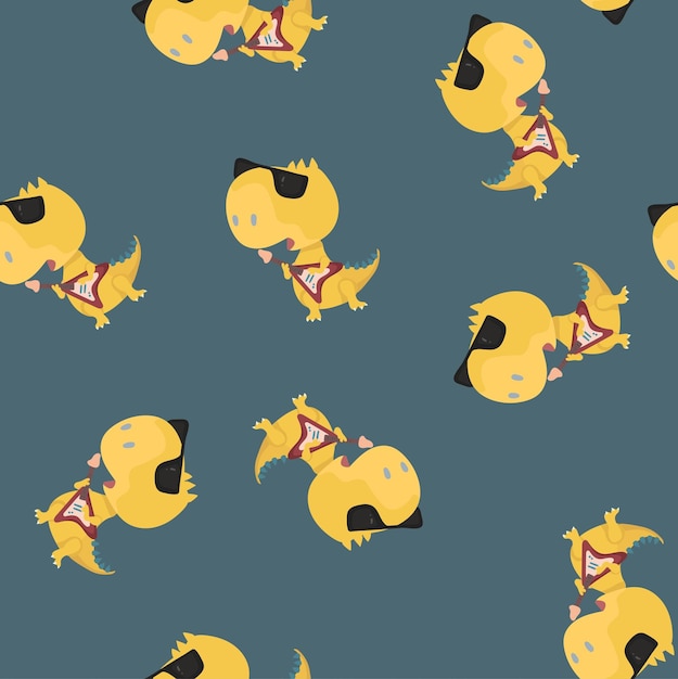 Dinosaur pattern Childrens illustration pattern for wallpaper textile Pattern with yellow dinosaur