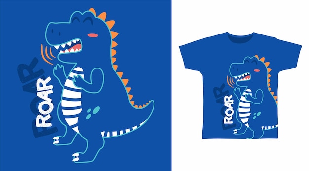 Dinosaur roar cartoon tshirt design