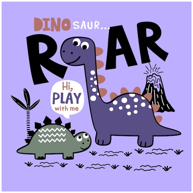 Vector dinosaur roar funny animal cartoon