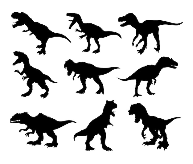 dinosaur silhouette set design template vector
