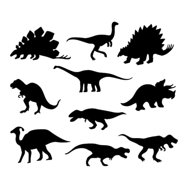 Vector dinosaur silhouettes vector illustration isolated on white background prehistoric animal vector