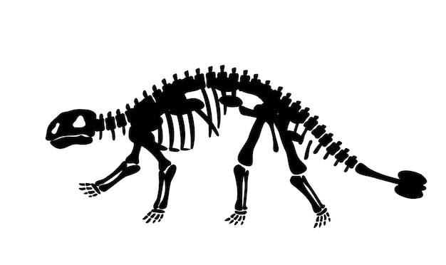 Vettore scheletro di dinosauro nero