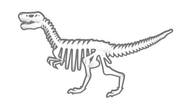 Scheletro di dinosauro isolato su sfondo bianco dinosauro lucertola grafica vettoriale animale preistorica