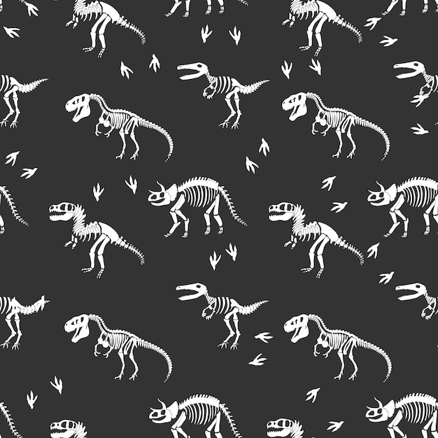 Dinosaur skeleton seamless pattern Print for Tshirts textiles web
