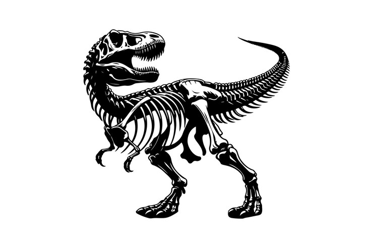 Vector dinosaur skeleton silhouette art