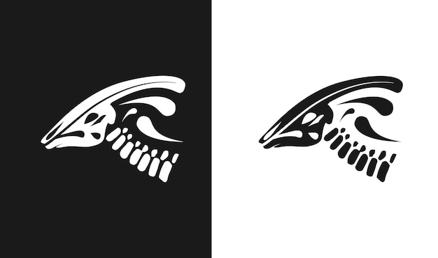 Dinosaur skeleton unique logo design based on the Parasaurolophus