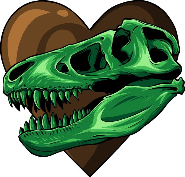 Dinosaur Skull Drawing Of TRex Skull in the heart